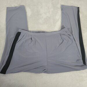 Antthony Womens Pants 1X Plus Pull On Leg Stripe Gray Poly Blend Comfy GRA63E